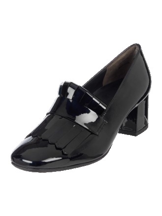 Чёрные лаковые женские туфли из 100% кожи на широком устойчивом каблуке высотой . . фото 2
