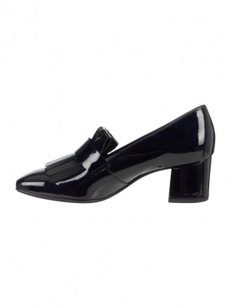 Чёрные лаковые женские туфли из 100% кожи на широком устойчивом каблуке высотой . . фото 4