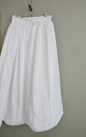 Женская пышная белая хлопковая юбка баллон с удлинённой задней частью на тонкой . . фото 6