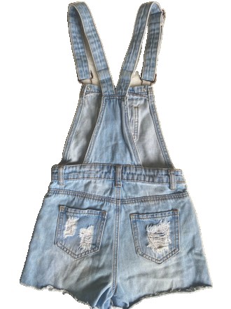 
Підліткові джинсові шорти-комбінезон котонові для дівчинки прекрасна знахідка з. . фото 3