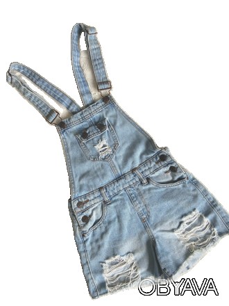 
Підліткові джинсові шорти-комбінезон котонові для дівчинки прекрасна знахідка з. . фото 1