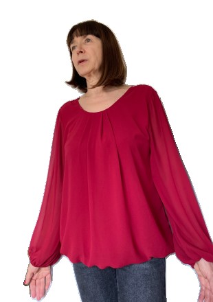 
Шифонова однотонна жіноча блузка з гіпюровою вставкою на спині вільного, прямог. . фото 3
