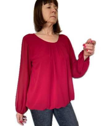 
Шифонова однотонна жіноча блузка з гіпюровою вставкою на спині вільного, прямог. . фото 4