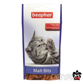 Лакомство от "Beaphar" Malt Bits - это подушечки с мальт-пастой для вывода шерст. . фото 1