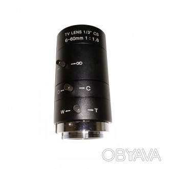 Варіофокальним лінза об'єктив для камер відеоспостереження 6-60мм CS F1.8 1/3" 5. . фото 1