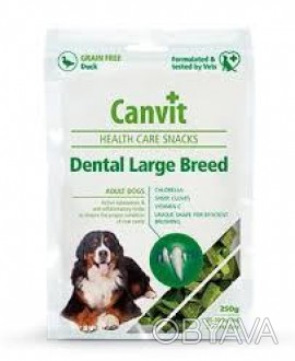 Лакомства для собак крупных пород Canvit Dental Large Breed с уткой. Зубной каме. . фото 1