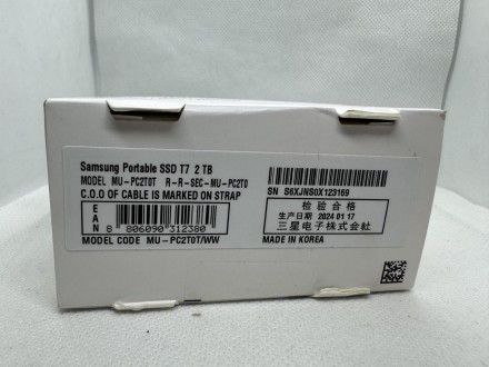 
SSD-накопичувач Samsung T7 2 TB Titan Gray (MU-PC2T0T/WW) НОВИЙ!!!
Характеристи. . фото 4