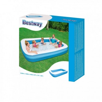 Прямоугольный семейный надувной бассейн Bestway для взрослых детей от 3 лет. Изг. . фото 4