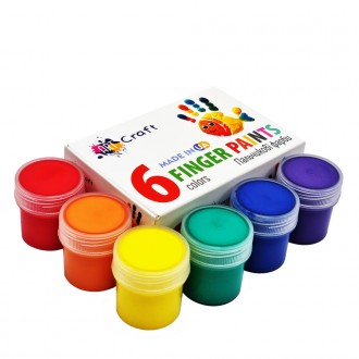 Набор 6 цветов пальчиковых красок (синий, зеленый, желтый, красный, оранжевый, ф. . фото 3