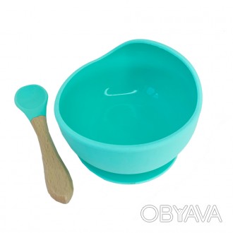 Силиконовая тарелка на присоске с ложкой – отличный вариант первой посуды вашего. . фото 1