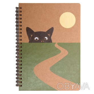 Эко блокнот в точку "Кот и дорога" – это экологичный товар со стильным дизайном.. . фото 1