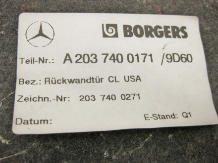 
Обшивка крышки багажника USAA2037400171 9D60Цвет "Черный" Применяется:Mercedes . . фото 10