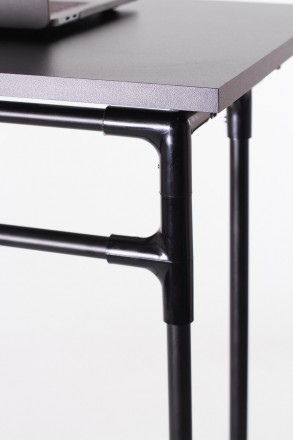 Металевий столик для ноутбука Mouzer Wood з дерев'яною поверхнею чорного кольору. . фото 7