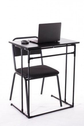 Металевий столик для ноутбука Mouzer Wood з дерев'яною поверхнею чорного кольору. . фото 11