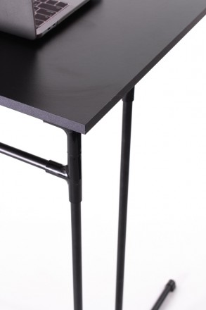 Металевий столик для ноутбука Mouzer Wood з дерев'яною поверхнею чорного кольору. . фото 8