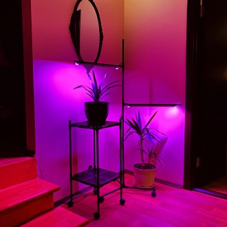 Підлогова фітолампа, 2х поверхова металева, для квітів і домашніх рослин Metafle. . фото 3