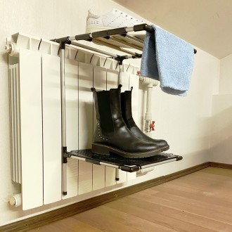 Регулируемая 2-х этажная металлическая сушилка для обуви и мелких вещей на батар. . фото 8