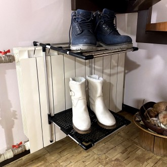 Регулируемая 2-х этажная металлическая сушилка для обуви и мелких вещей на батар. . фото 4