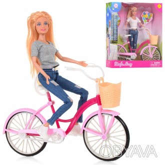 Лялька DEFA 8361-BF (12шт) 28см, велосипед 27см, 2 види, в кор-ке, 27-32,5-10см. . фото 1