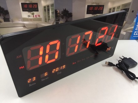 Настенные часы электронные LED CW с красной подсветкой, черные
Настенные LED час. . фото 2