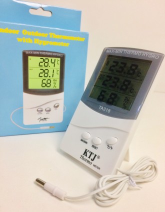 
Електронний кімнатний - вуличний гігрометр-термометр TA-318. Одночасно відображ. . фото 2