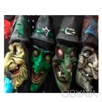 Аксессуары для праздника MK 4737 (60 шт) хэллоуин, маска,30см,сетка,4вида, в кул. . фото 1