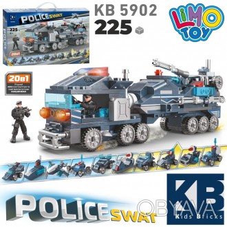 Конструктор KB 5902 (24шт) поліція, транспорт, 20в1, 225дет, фігурка, в кор-ці, . . фото 1