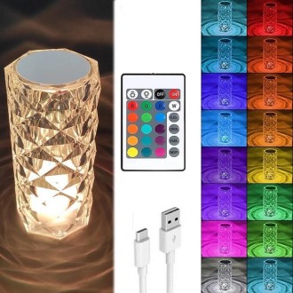Настольная LED лампа Кристалл Роза хрустальная crystal rose на аккумуляторе с се. . фото 9