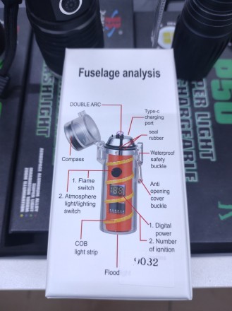 Зажигалка электроимпульсная с фонариком, компасом и зарядкой от USB . . фото 4