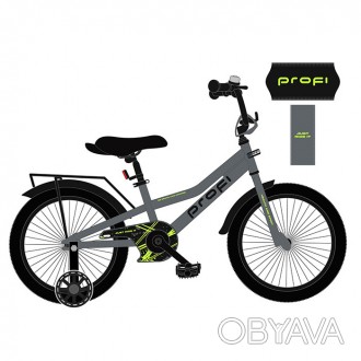 Велосипед дитячий PROF1 20д. MB 20014-1 (1шт) PRIME,SKD75,сірий,зв,фонарь,багажн. . фото 1