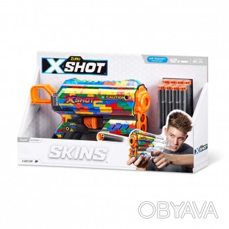 Швидкострільний бластер X-SHOT Skins Flux Striper (8 патронів), 36516K. . фото 1