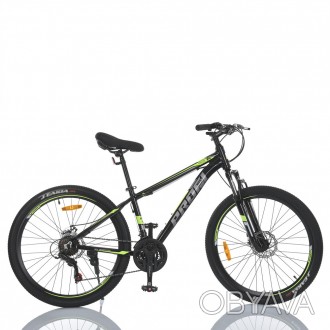 Велосипед 26 д. MTB2602-4 (1шт) алюм.рама 13",SHIMANO 21SP,швидкознім.кол.,чорно. . фото 1