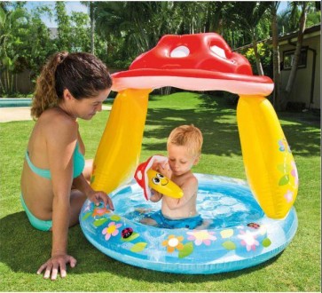 Надувной бассейн Intex Грибочек с навесом предназначен для купания малышей возра. . фото 2