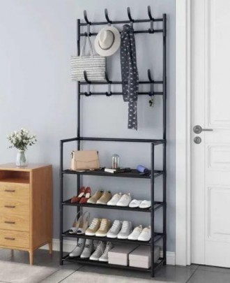 Сборная напольная вешалка для одежды New simple floor clothes rack size с полкам. . фото 4