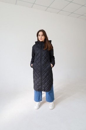 Стильное стеганое пальто с поясом в комплекте. Модель представлена дизайнерами D. . фото 5