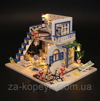 Румбокс Будиночок біля моря Blue Coast інтер'єрний 3D конструктор DIY mini house. . фото 2