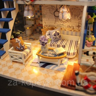 Румбокс Будиночок біля моря Blue Coast інтер'єрний 3D конструктор DIY mini house. . фото 9