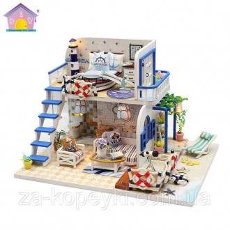 Румбокс Будиночок біля моря Blue Coast інтер'єрний 3D конструктор DIY mini house. . фото 3