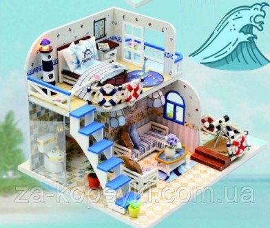Румбокс Будиночок біля моря Blue Coast інтер'єрний 3D конструктор DIY mini house. . фото 6
