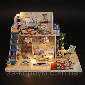 Румбокс Будиночок біля моря Blue Coast інтер'єрний 3D конструктор DIY mini house. . фото 8