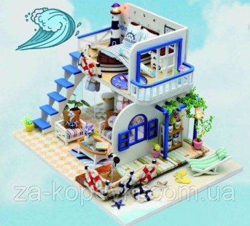 Румбокс Будиночок біля моря Blue Coast інтер'єрний 3D конструктор DIY mini house. . фото 5