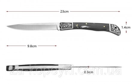 Характеристики
 
	Общая длина: 230 мм
	Длина лезвия: 98 мм
	Длина ручки: 127 мм
. . фото 4