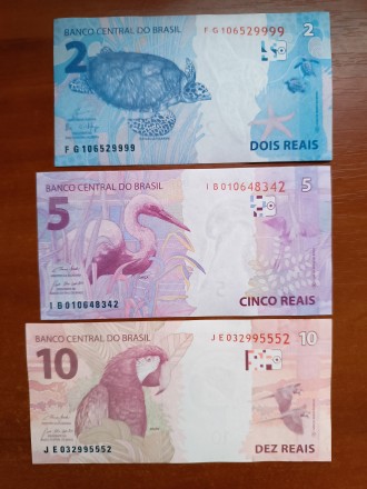 Банкноти Бразилії номіналом 2 реал 2019(2010)ціна 75 гнр, 5 реал 2019(2010) ціна. . фото 3