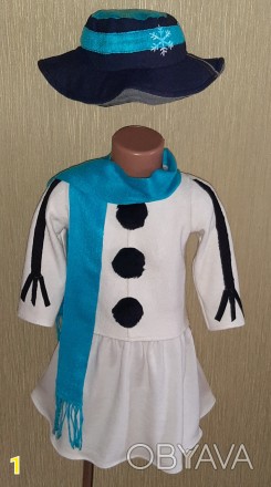 продам костюм сніговика для дівчинки 4 роки, зріст 104, колір не чисто білий, а . . фото 1