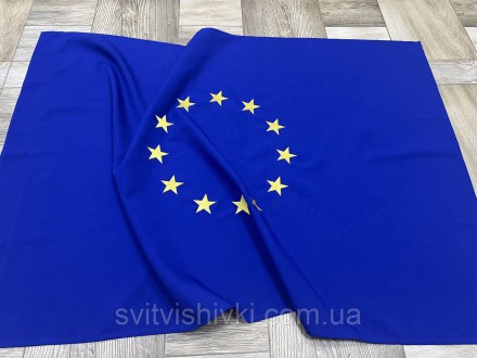 Прапор Євросоюзу (1,2м*0,8м) з габардину. По центру прапора вишиті зірочки люрек. . фото 3