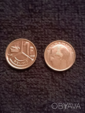 Монети Бельгії номіналом 1франк 1989-1990рр ціна 20грн, 5франків 1986р ціна 15гр. . фото 1
