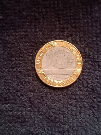 Монета Франції номіналом 10франків "Геній Свободи" 1990рік, біметал, о. . фото 3