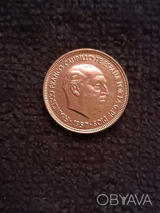 Монета Іспанії номіналом 5 песет 1957рік. оплата на картку ПБ... . фото 1