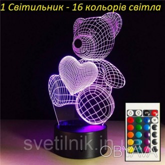 
Мишка с сердцем дочке на новый год
3D Светильник имеет 16 цветов подсветки 
Упр. . фото 1