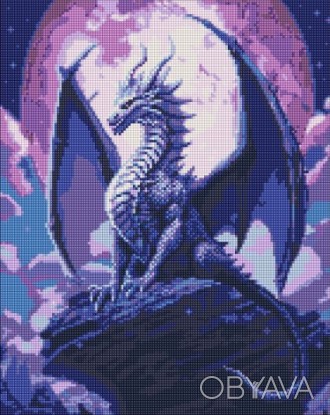 Набір з алмазною мозаїкою "Величний дракон" з АВ стразами 40х50см. . фото 1